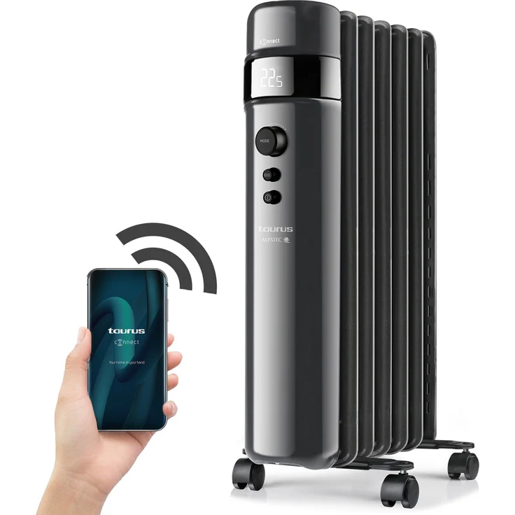 Taurus Ölradiator AGADIR CONNECT 1500, 1500 W, WIFI-App-Steuerung, Sprachsteuerung über Alexa und Google, schwarz