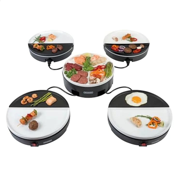 Chef's Dinnerparty - Raclette Grill weiß - Elektrogrill - Innengrills & raclettes - Gourmet-Set für 4 bis 5 Personen - Vollständig spülmaschinenfest - Inklusive Aufbewahrungstasche
