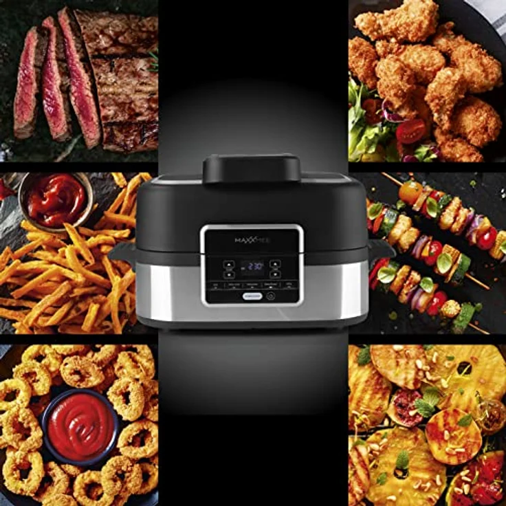 MAXXMEE Multi-Grill mit Heißluft-Funktion 1500w | Ober-/Unterhitze Tischgrill Antihaftbeschichtung | XL Garraum 4,5L zum Perfekten BBQ Look | 5 Programme & LED Display [Schwarz Silber/Kunstoff Stahl] – Bild 5