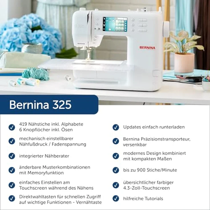 Bernina Nähmaschine B 325, 419 Programme, leicht bedienbar mit Touchscreen und Nähberater, stylisches Design – Bild 2