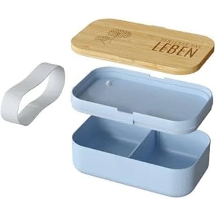 Rungassi Brotdose Brotbox Vesperdose Lunchbox RELAX (Blau - Viel Platz, Schneidebrett aus Holz) – Bild 2
