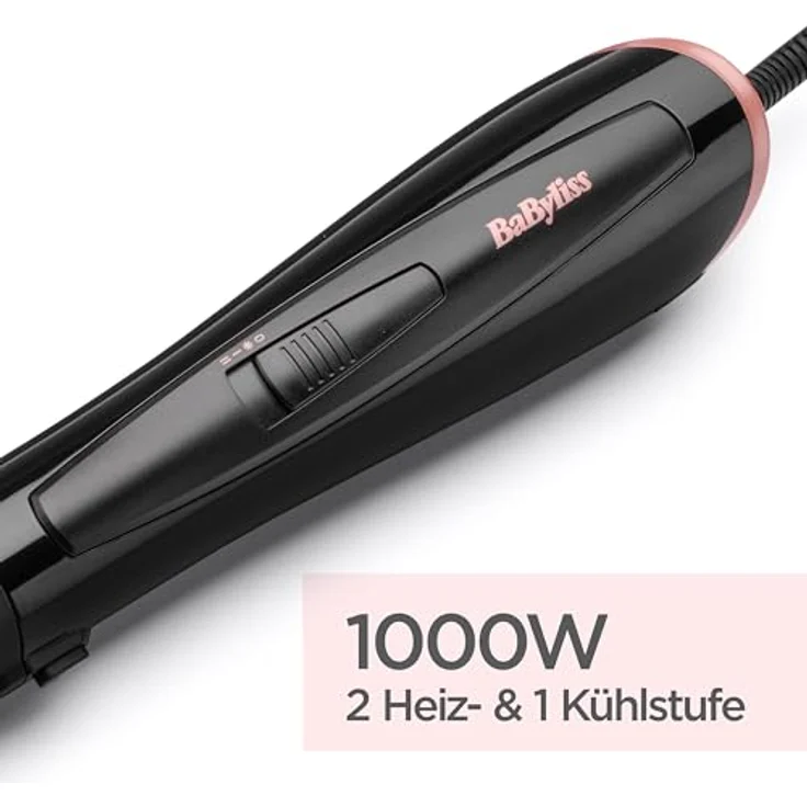BaByliss AS126E Warmluftbürste, 1000 Watt, Ionen-Technologie, Keramikbeschichtung, inkl. 4 Aufsätzen, schwarz – Bild 5