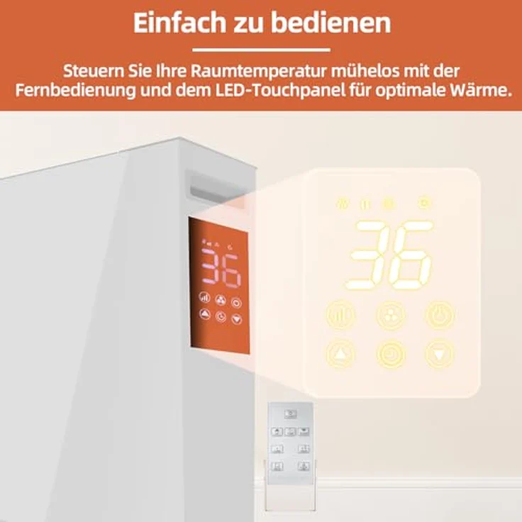 SHX Smart 2400W Elektroheizung Energiesparend - Elektrische Konvektorheizung mit Thermostat - App Steuerung, silber – Bild 4