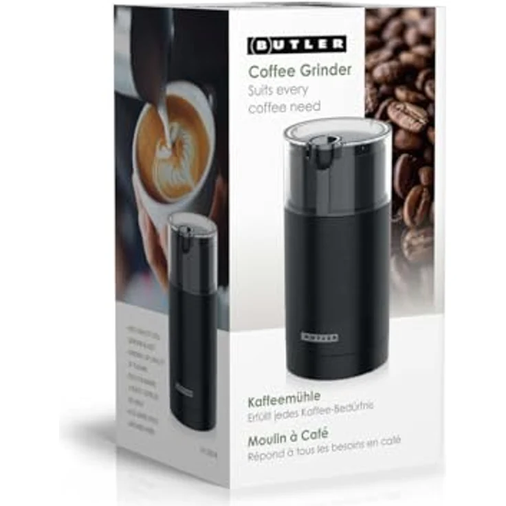 Butler Kaffeemühle 150W, 70g mit Edelstahlklingen, Schwarz – Bild 6