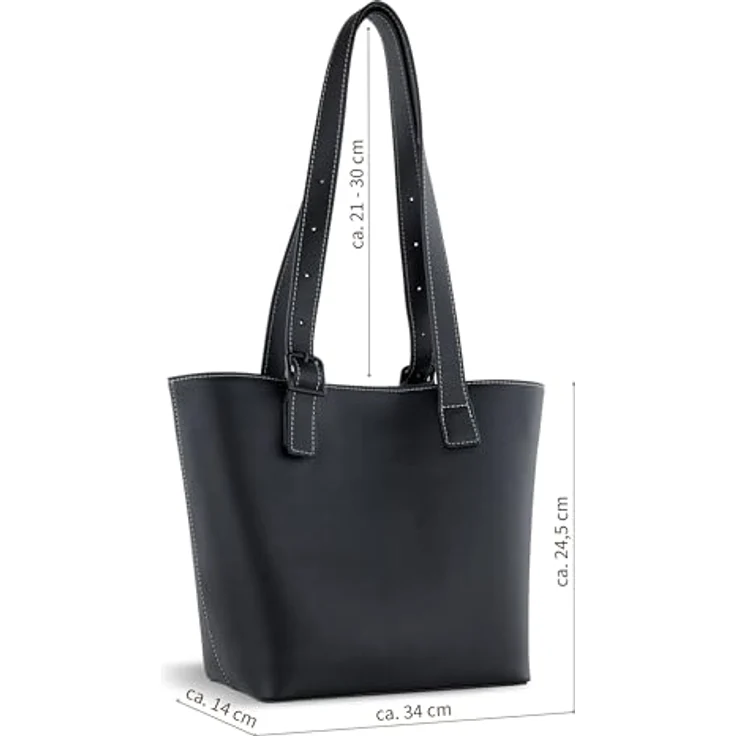 bugatti Zita Shopper Tasche, 34 cm, schwarz, 100% Polyurethan, 34 x 14 x 24.5 cm – Bild 2