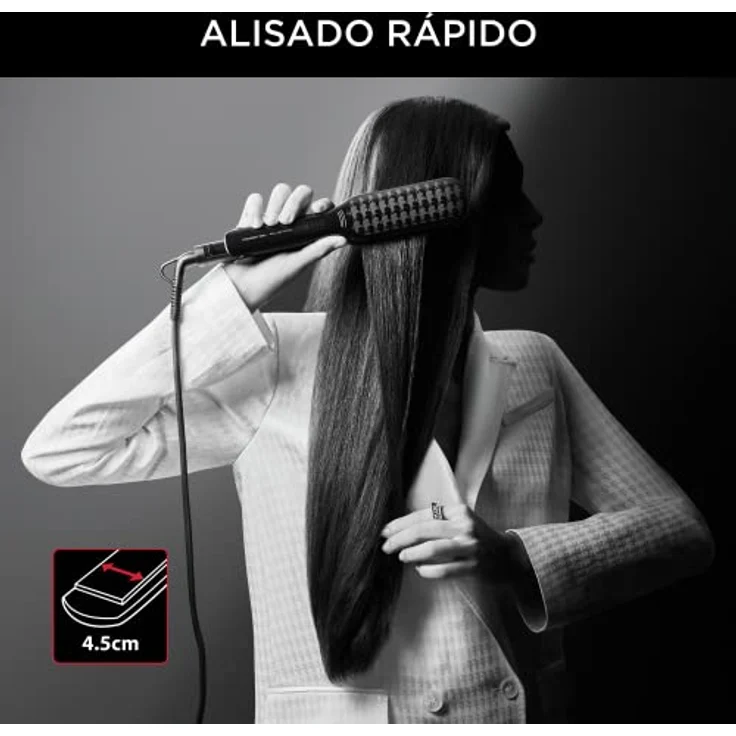 Rowenta x KARL LAGERFELD SF411L Extra Liss Haarglätter, große Oberfläche 4,5 cm x 9 cm, 6 Temperaturstufen von 130°C bis 230°C, schnelle Aufheizzeit, Keratin- und Turmalin-Beschichtung, Schwarz – Bild 3