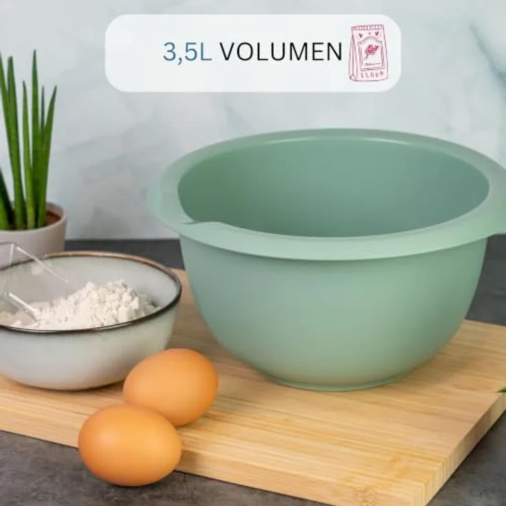 Westmark Rühr-/Backschüssel 3,5 l mit Ausgießer, Kunststoff, Mint-Grün, rutschfester Gummiring – Bild 5