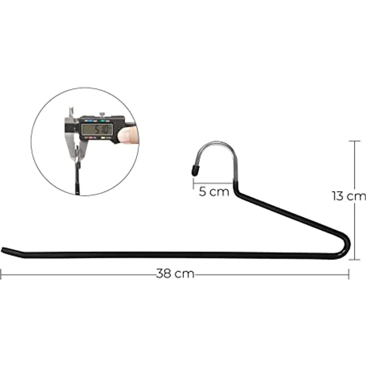 SONGMICS Hosenbügel CRI004-20, 20er Set, rutschfest, offenes Ende, platzsparend, Länge 38 cm, schwarz – Bild 5