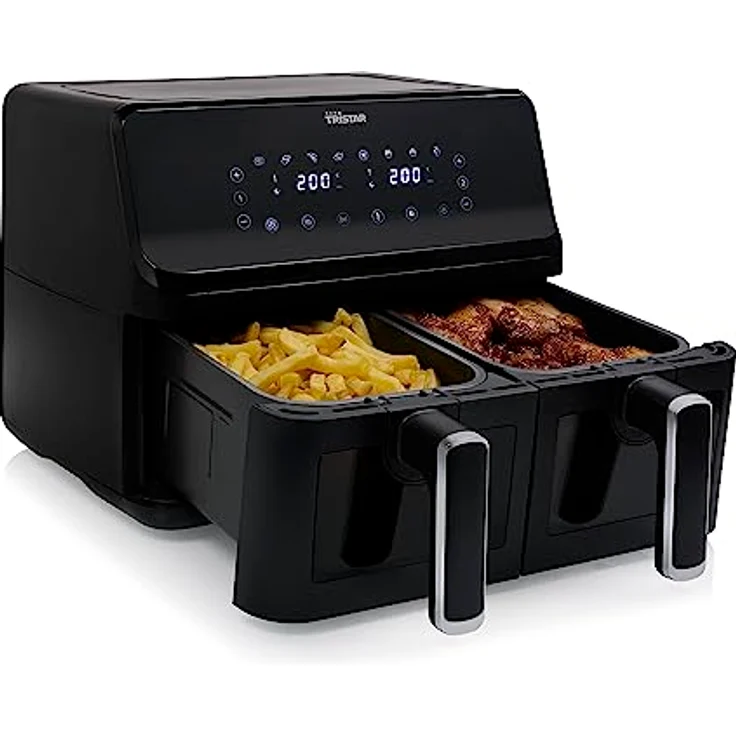 Tristar Digitaler Airfryer – 2x4 L – 2 kg Pommes Frites – 8 Programme oder manuelle Einstellung – Doppelkorb mit Sichtfenstern – FR-9040 – Bild 5