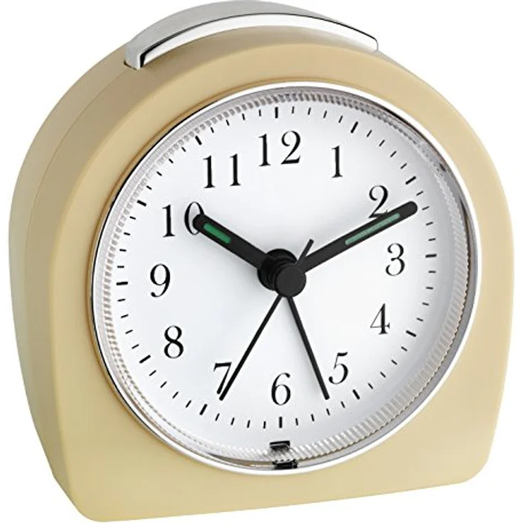 TFA Dostmann Analoger Wecker 60.1021, leises Uhrwerk mit Snooze-Funktion und Hintergrundbeleuchtung, beige, L 87 x B 55 x H 90 mm – Bild 1