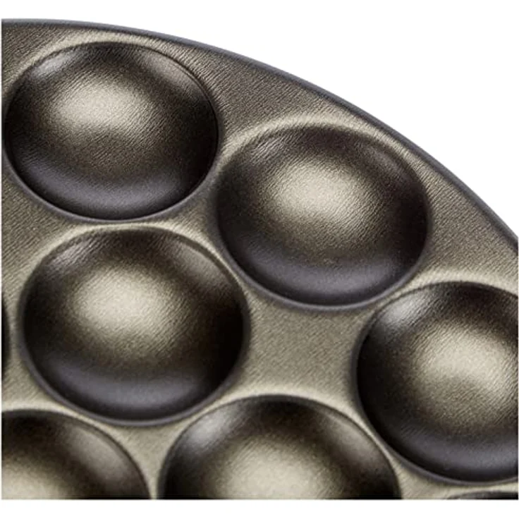 patisse Poffertjes Pfanne-Set mit Rezepten, Teigflasche und Holzstäbchen, Aluminium, Schwarz, 25 cm, 6-Einheiten – Bild 8