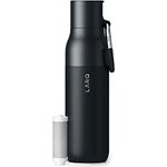 LARQ Bottle Filtered – Isolierte Edelstahl-Wasserflasche BPA-frei mit Nano-Zero-Technologie und langlebigen Filtern, Obsidian Black, 740ml