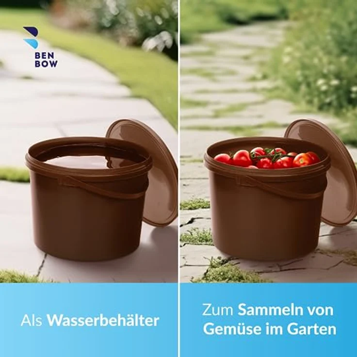 BenBow Eimer mit Deckel 10L, Braun BSR-, Luftdicht, Lebensmittelecht, BRC-, auslaufsicher – Bild 5
