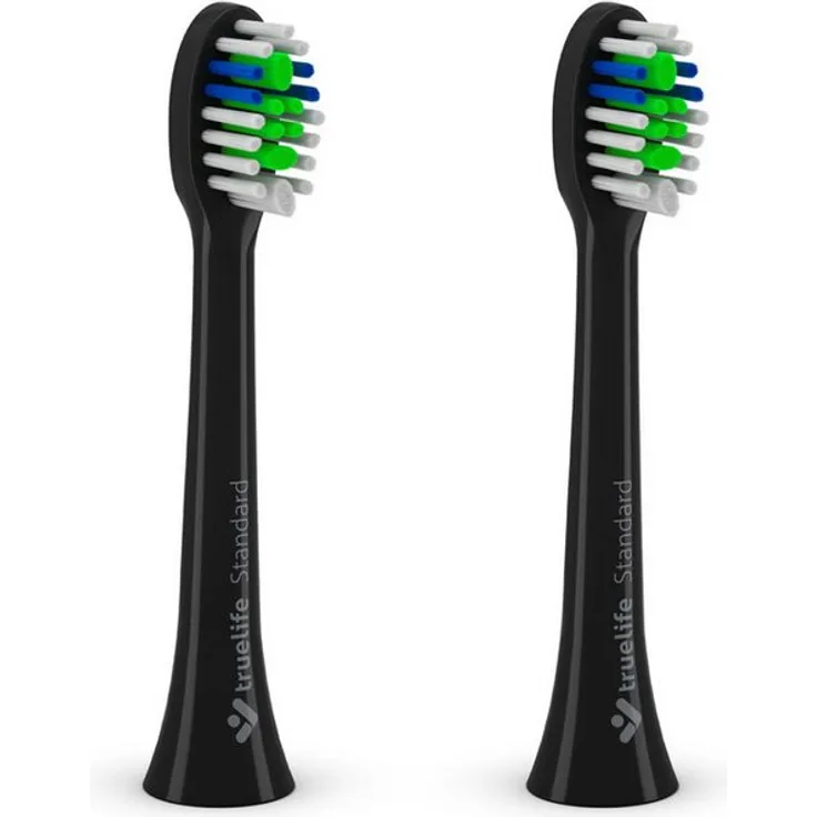 TrueLife Aufsteckbürste SonicBrush Compact-series heads Standard black 2 pack, präzise Zahnreinigung, blaue Borsten zur Anzeige des Wechselzeitpunkts