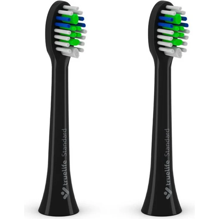 TrueLife Aufsteckbürste SonicBrush Compact-series heads Standard black 2 pack, präzise Zahnreinigung, blaue Borsten zur Anzeige des Wechselzeitpunkts
