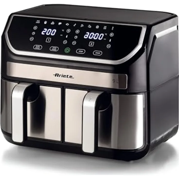 Ariete 4625 Luftfritteuse 9L - Digitalanzeige, Dual-Korb, Rapid Air Technologie, einstellbare Temperatur 80°C-200°C