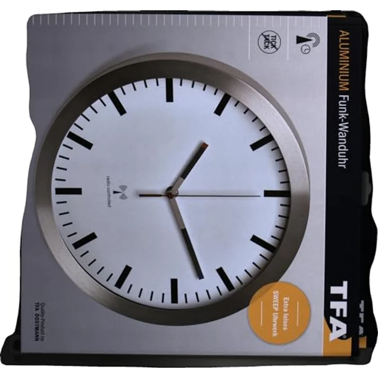 TFA Dostmann Funk-Wanduhr 60.3528.02 mit geräuscharmem Uhrwerk 300 mm (Weiss) – Bild 3