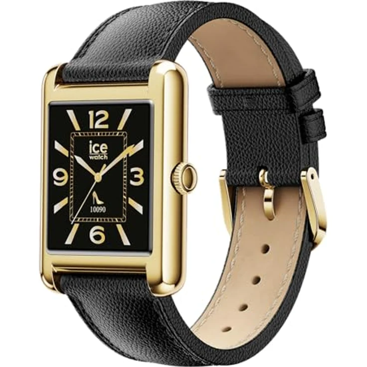 ICE-WATCH Ice smart TKS 2.0 Gold Black Grain, Gold verbundene Uhr für Damen mit schwarzem Lederarmband, Bluetooth, Herzfrequenzmesser, 1,41 Zoll Bildschirm – Bild 2