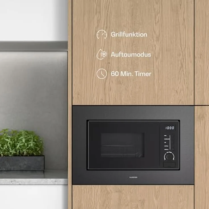 Klarstein Verosteel Einbau-Mikrowelle, 20 l, 700 W Mikrowelle, 800 W Grill, LED Touch, Schwarz – Bild 6