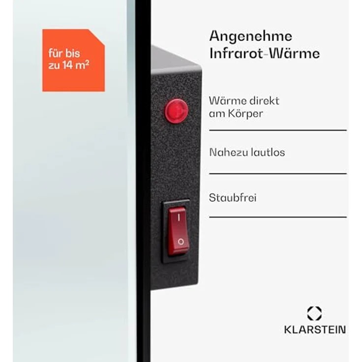 Klarstein Infrarotheizung mit Thermostat, 720W Elektroheizung, Smart Infrarotheizung zur Wandmontage, IR mit Erkennung Offener Fenster, Feuchtraum Heizkörper CO2-Frei, IP54 Elektro Wand Heizung – Bild 3
