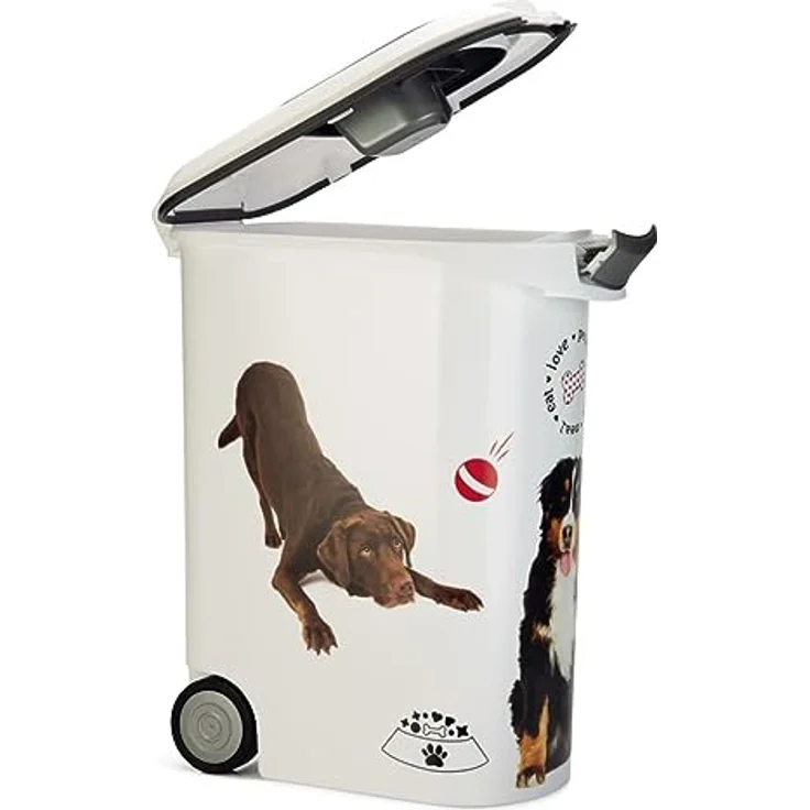 Curver Futter-Container 54 L, Love Pets Hunde, Weiß/Grau, 49,3 x 27,8 x 60,5 cm, 20 kg – Bild 3
