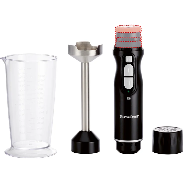 SilverCrest KITCHEN TOOLS 12V-Akku-Stabmixer SSMA 12 A1, inkl. 700-ml-Messbecher und 2-Klingen-Edelstahlmesser für kabelloses Mixen