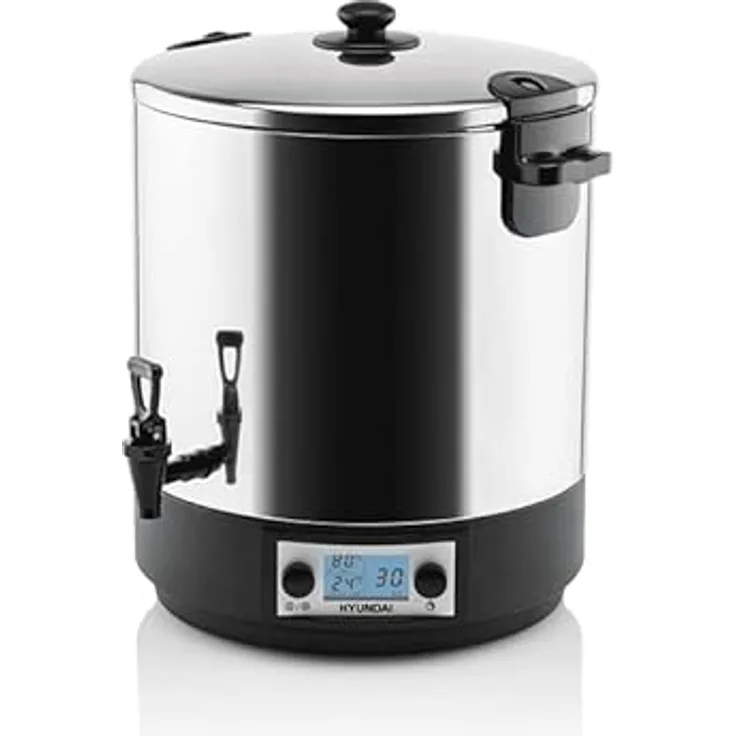 HYUNDAI Einkochautomat PCC222 I 2000 W I Display I Timer 1-180min I Volumen 27 Liter I Edelstahlrost für Gläser mit 29,7cm Durchmesser I Glühweinkocher