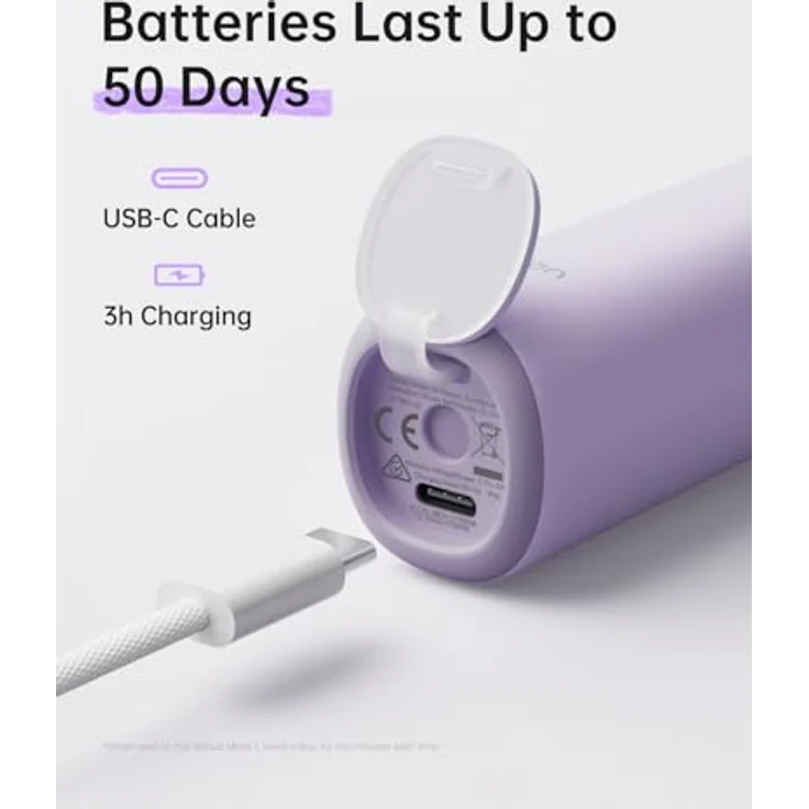 Laifen Wave Spezial Elektrische Zahnbürste, Oszillation & Vibration mit App, 2 Bürstenköpfe, violett, 50 Tage Akkulaufzeit – Bild 4