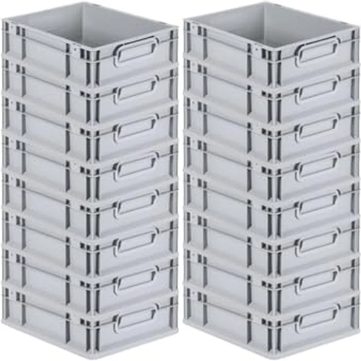 PROREGAL Eurobox NextGen Economy SuperSparSet, 16x Transportbox mit Scharnierdeckel, schwarzen Verschlüssen, 11 Liter, HxBxT 12x30x40cm, lebensmittelecht, stapelbar – Bild 5