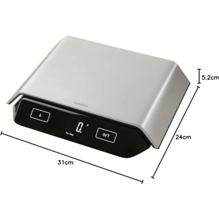 Terraillon Küchenwaage, Mit Tara-Funktion, Flüssigkeitsanzeige, Anti-Staub-Beschichtung, Bis 10 kg, Supreme, Silber-Schwarz – Bild 9
