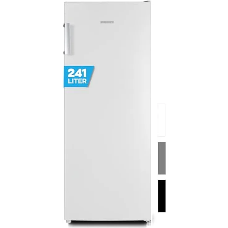 Heinrich´s HVK 3196, freistehender Vollraumkühlschrank 241L mit LED-Beleuchtung, 5 Glasablagen, Gemüsefach, 4 Türablagen, wechselbarem Türanschlag, leise 39dB, Weiß