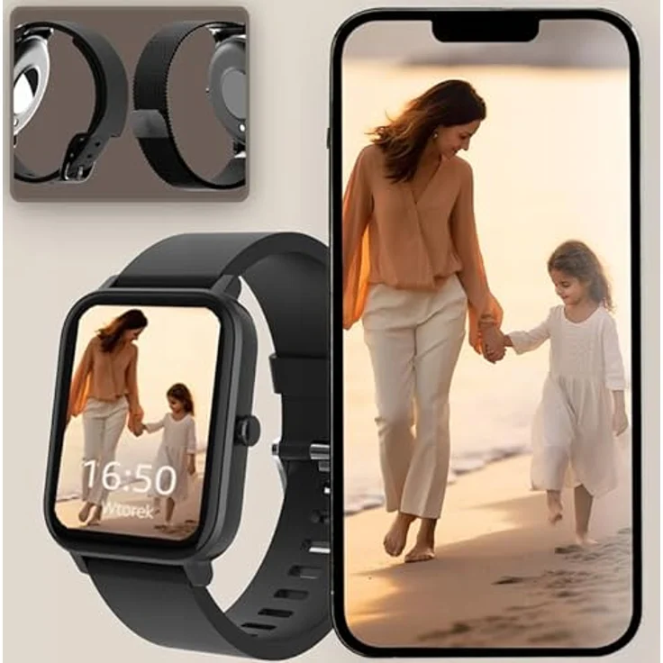 FOREVER Smartwatch Forevigo 3, 1.7" 240x280 px Fitness Tracker für Android IOS, IP68 Wasserdicht Schwarz mit Pulsmesser und Schrittzähler – Bild 5