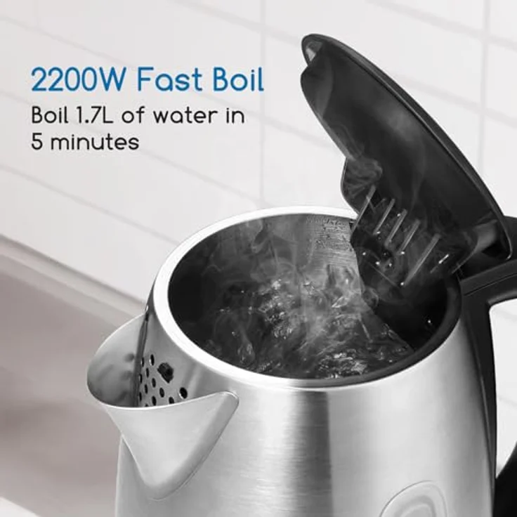 Aigostar King 30A Wasserkocher aus Edelstahl mit LED Beleuchtung 2200 W 1,7 L Silver – Bild 5