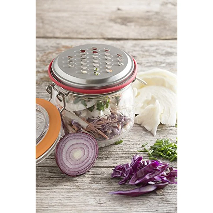 Kilner 0025.841 Reibenset-Edelstahlreibe mit Bügelverschluss Glas, 5 Liter Reibe, transparent – Bild 6