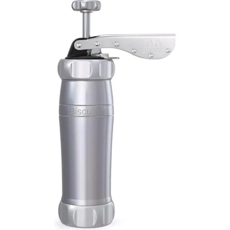 Marcato Gebäckpresse Biscuits, Keksformer aus eloxierter Aluminiumlegierung, Silberfarben, 20 Formen, ergonomisch, 21,5 cm Höhen
