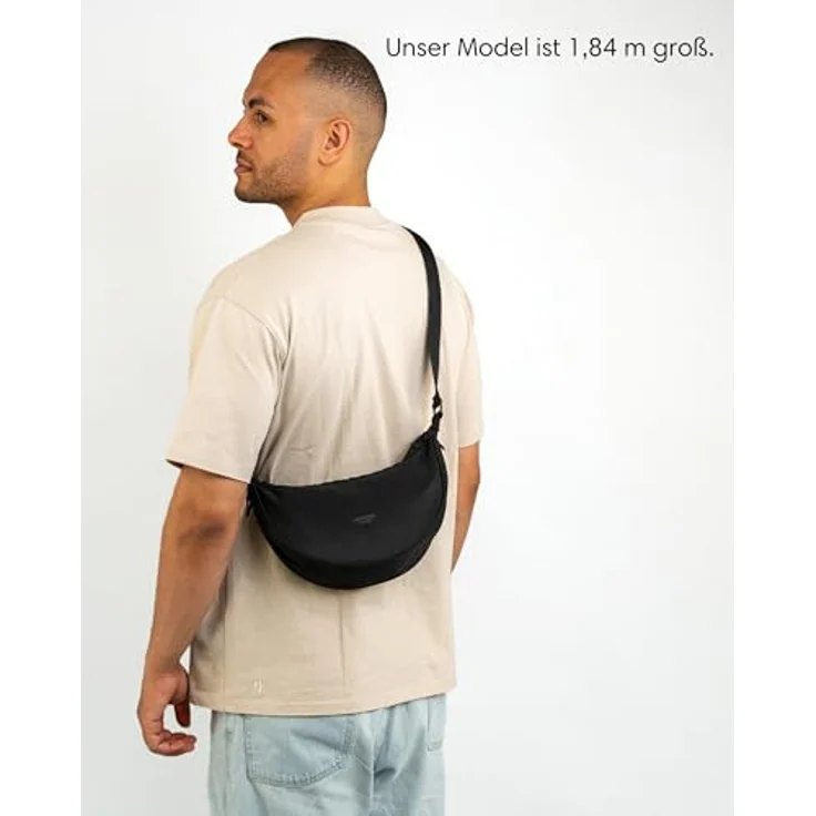 LARKSON Solveig Small, Crossbody Bag für Damen & Herren in Schwarz, wasserabweisende Umhängetasche im Halbmond Design mit verstellbarem Schultergurt und praktischer Organisation – Bild 2