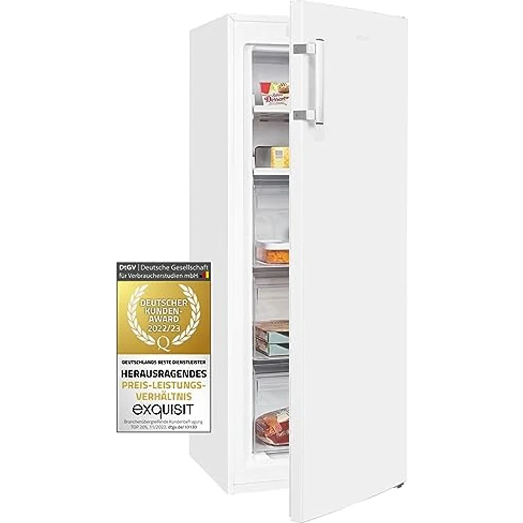 Exquisit Gefrierschrank GS5231-NF-H-040C weiss | 161 l Nutzinhalt | 4*-Gefrieren | Alarm-Funktion | Schnellgefrieren | NoFrost – Bild 1
