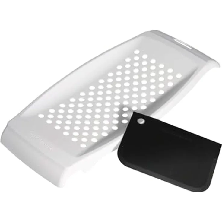 FACKELMANN | Spätzlereibe mit Teigschaber | Weiß | Zum mühelosen Herstellen von gleichmäßig geformten Spätzle und Knöpfle