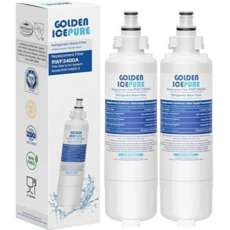 GOLDEN ICEPURE Kühlschrank-Wasserfilter 2x, Kompatibel mit Panasonic CNRAH-257760, NR-B53V1, NR-BG53V2, 30-Sekunden-Schnellinstallation, kokosnussschale-Aktivkohle