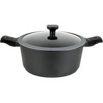 GSW 167840 Kochtopf Easy Click 20cm mit Glasdeckel und abnehmbaren Griffen, Aluminium, Kunststoff, Glas, Silikon, schwarz