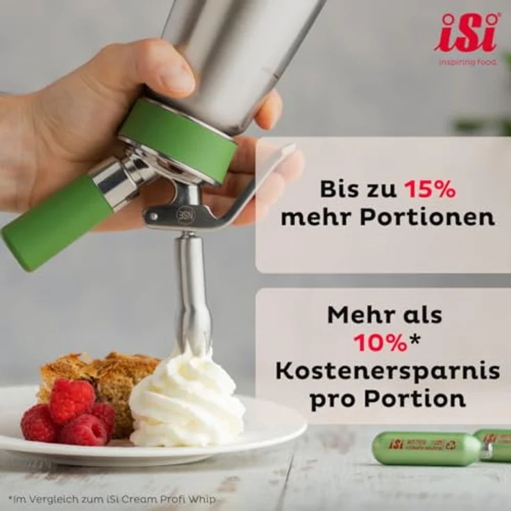 iSi Sahnespender Green Whip, 0,5L Sahnesyphon aus rostfreiem Edelstahl, spülmaschinenfest, HACCP und NSF zertifiziert, für vegane und tierische Schlagsahne – Bild 5