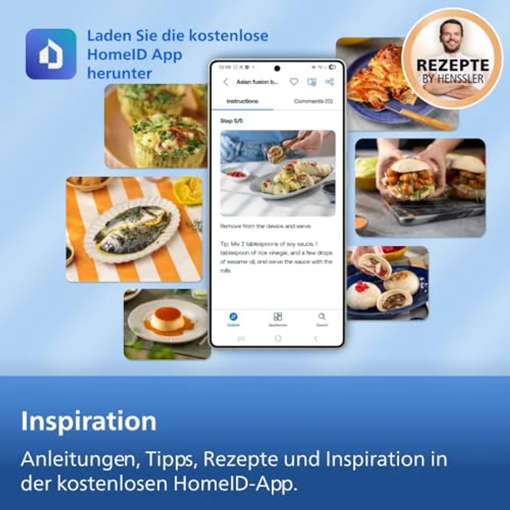 Philips Heißluftfritteuse NA565/02 Steam Airfryer 5000 Series, 9,5L Megabasket, 2750 W, Dampfgarfunktion, RapidAir Plus Technologie, inkl. Servierzange – Bild 17