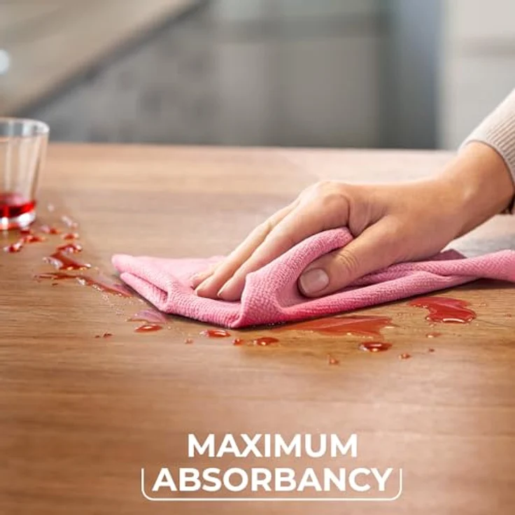 Vileda Actifibre Soft Universal Mikrofasertuch, 100% Mikrofaser für streifenfreie Reinigung, hohe Saugkraft, rosa und grau, 2er Pack – Bild 3