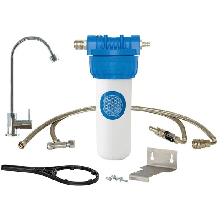 Alvito Einbau-Filtersystem Untertisch mit Wasserhahn Novara, Chrom-Optik, platzsparende Installation, ohne Filtereinsatz