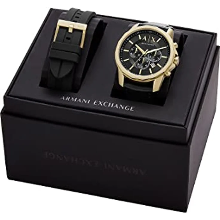 Armani Exchange Geschenkset Herrenuhr Chronograph Edelstahl goldfarben, AX7133SET – Bild 2