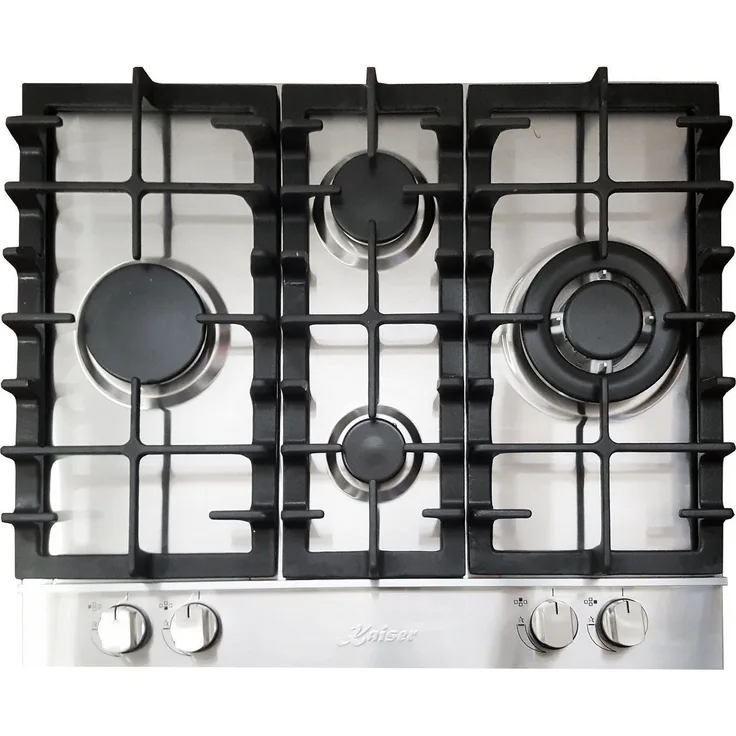 Kaiser KG 6364, Gas-Kochfeld 60 cm Edelstahl, 3,8 kW WOK-Brenner, Autark, mit Anti-Touch und Gusseisen-Topfhaltern