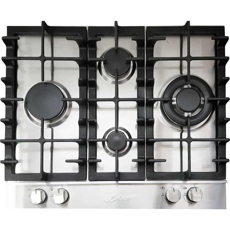 Kaiser KG 6364, Gas-Kochfeld 60 cm Edelstahl, 3,8 kW WOK-Brenner, Autark, mit Anti-Touch und Gusseisen-Topfhaltern