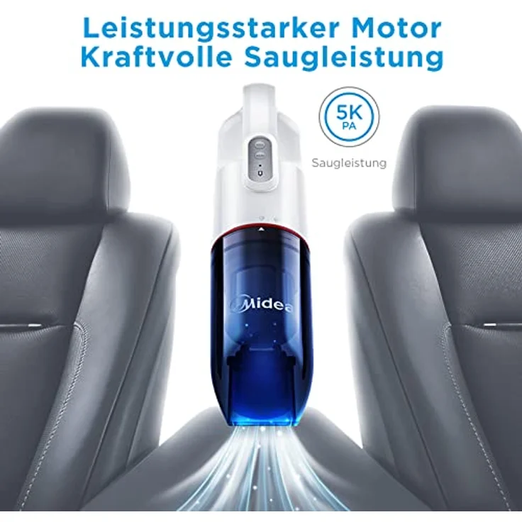 Midea H3 Akku Handstaubsauger, Mini Staubsauger mit 2-in-1 Düse, Waschbares HEPA Filtersystem, 70 Watt Motor, USB-Ladekabel, Leichtgewicht, Einfaches Verstauen im Auto, für Auto/Zuhause/Tierhaare – Bild 2
