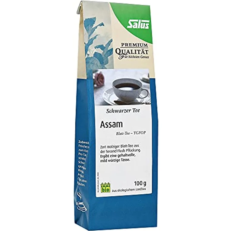 Salus Assam Schwarzer Tee Blatt-Tee Tgfop, Bio, zart malzig, Second Flush, 100 g
