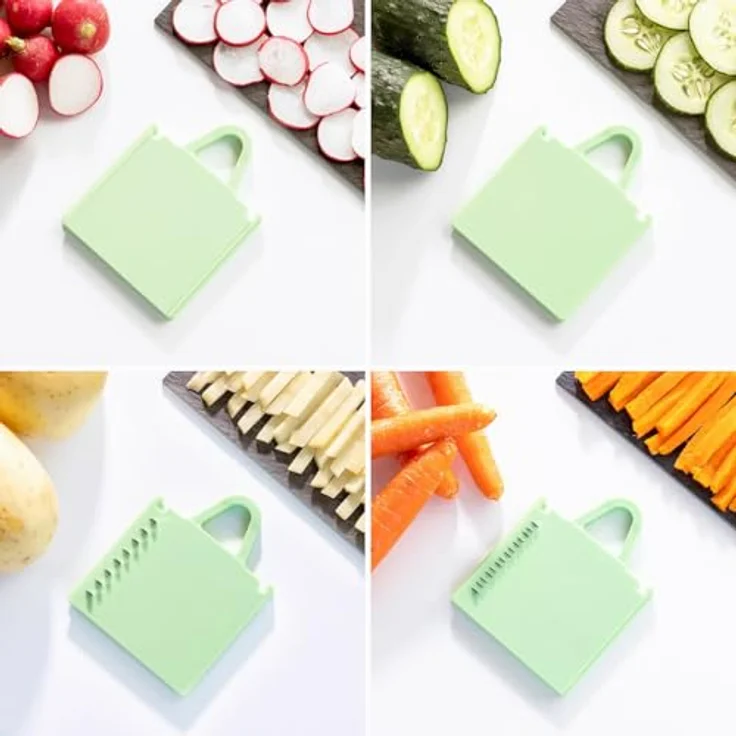 InnovaGoods® Küchen-Mandoline, klappbare Mandoline-Gemüseschneider 5 in 1, Slichen, manueller Zerkleinerer, Cutter-Mandoline-Reibe, transparent  – Bild 5